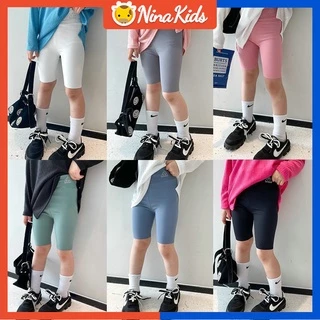 Ngắn Quần Legging Lụa băng Co Giãn màu đặc Thời Trang Mùa Hè Cho Bé 3-9 Tuổi