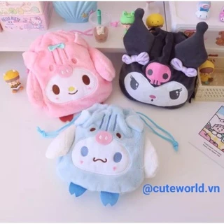 Túi đựng mỹ phẩm dây rút Sanrio bông mềm