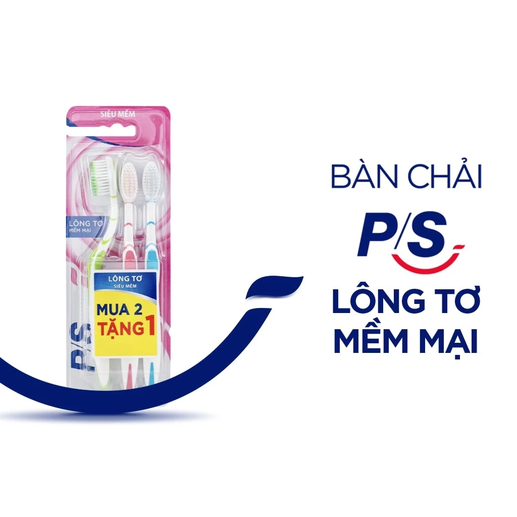 Bộ 3 cây bàn chải đánh răng P/S lông tơ mềm mại