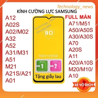 Kính cường lực Samsung Full 9D A12 A02s A02 M02 A32 A52 A31 A51 M21 A21s A01 A71 M51 A50 A50s A50 A30s A70 A20s A11 M32