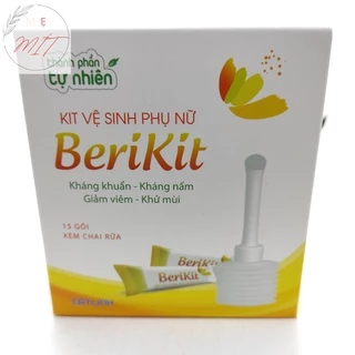 Bộ Thụt Rửa Vệ Sinh Phụ Nữ BeriKit gồm 15 Gói muối - Kèm Chai Rửa của cty dược Cát Linh,kháng khuẩn,kháng nấm,giảm vêm