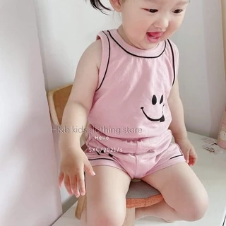 Đồ Bộ Bé Trai, Bé Gái Minky Mom Vải Thun Lạnh Họa Tiết mặt cười cho bé siêu dễ thương