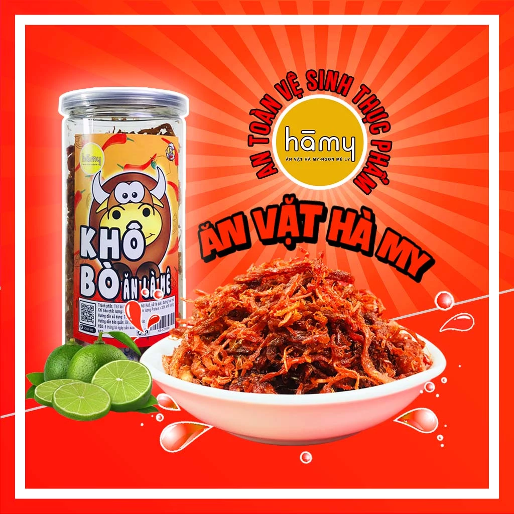 Khô bò xé sợi ăn liền loại 1 đóng hũ 300g | đồ ăn vặt Hà My ngon mê ly