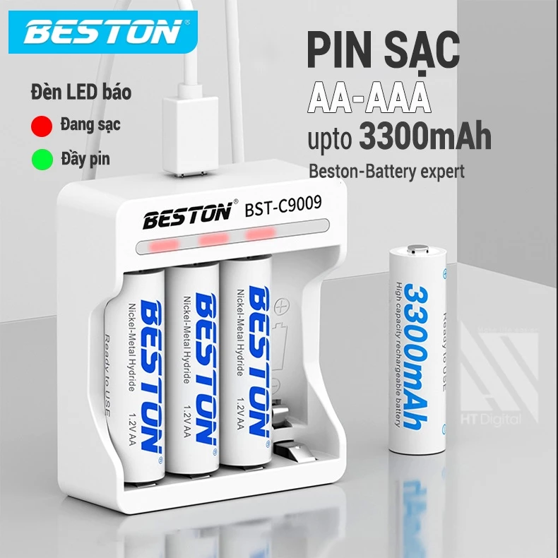 [COMBO] Pin Sạc AA AAA Beston Chính Hãng Dung Lượng Cao Đến 3300mAh Cho Micro, Đồng Hồ, Đồ Chơi, Remote, Đèn Pin..