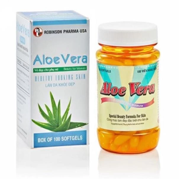 Đẹp Da, Dưỡng Ẩm, Chống Lão Hoá, Mờ Sẹo - Aloe Vera Sữa Ong Chúa  - Robinson Pharma Usa - C/100v