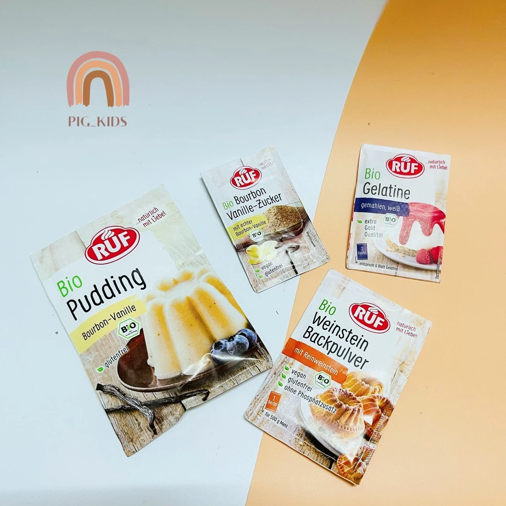 Các Loại Bột Hữu Cơ Ruf Pudding, Gelatine,Bột Nở, Men Nở, Đường Hữu Cơ Làm Bánh Cho Bé Ăn Dặm