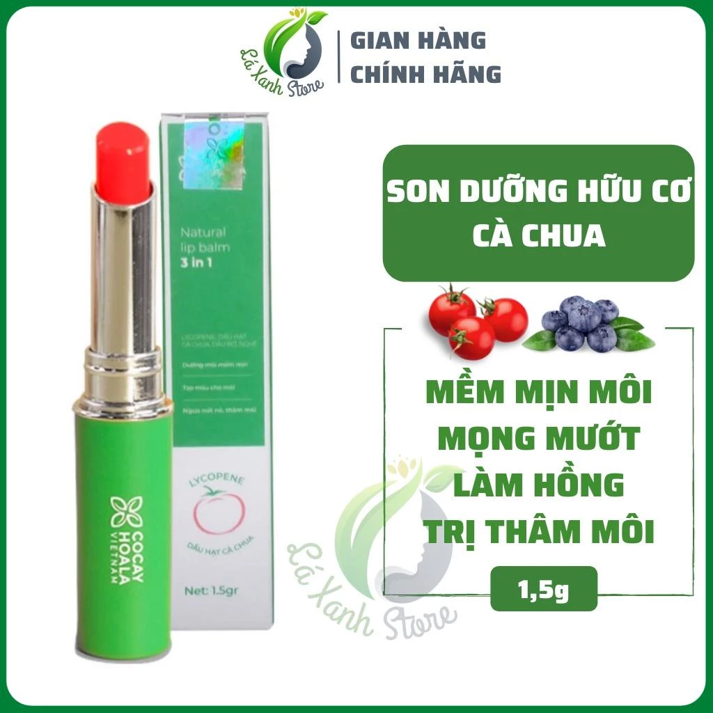 Son dưỡng cà chua hữu cơ 3M mềm mịn mọng mướt Cỏ cây hoa lá - Dưỡng môi an toàn cho mẹ bầu, mẹ sau sinh 1.5g