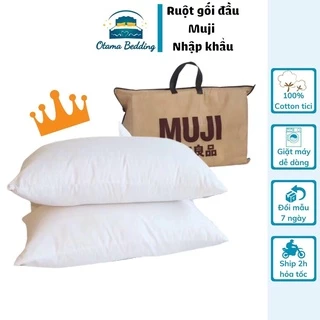 Ruột gối đầu Muji cotton kích thước 50x70 cm nặng 1.3kg bông gòn cao cấp nhập khẩu - Otama Bedding