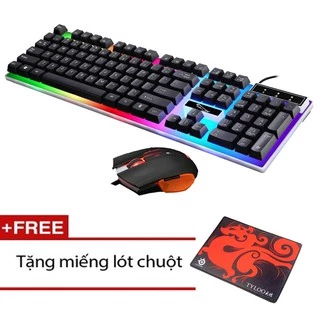 Combo bàn phím LED giả cơ G21 và chuột chơi Game R8 1610 (Đen) + Tặng kèm lót chuột