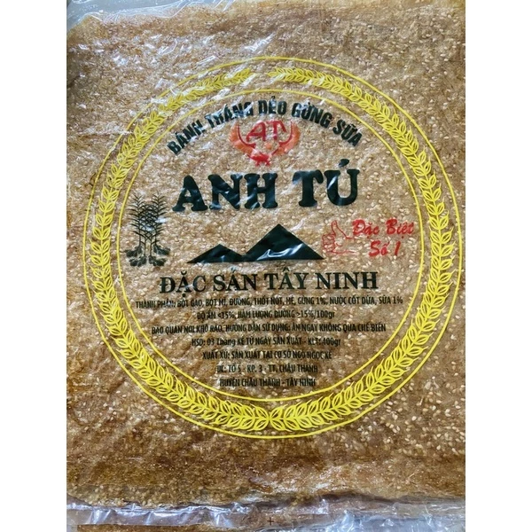 (5 bịch giá 150k)Bánh tráng dẻo gừng sữa Anh Tú 400gr-- Đặc sản Tây Ninh