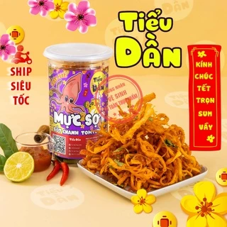 Mực sợi sốt chanh Tomyum cay Tiểu Dần hũ lớn 220g đồ ăn vặt