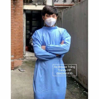 Áo choàng phẫu thuật phòng mổ màu xanh Dương (Xanh Hoà Bình) - áo choàng blouse bác sỹ Phẫu Thuật
