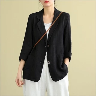 Áo khoác vest blazer nữ phong cách hàn quốc 2 túi chất đũi xước cao cấp ( mã SP11)