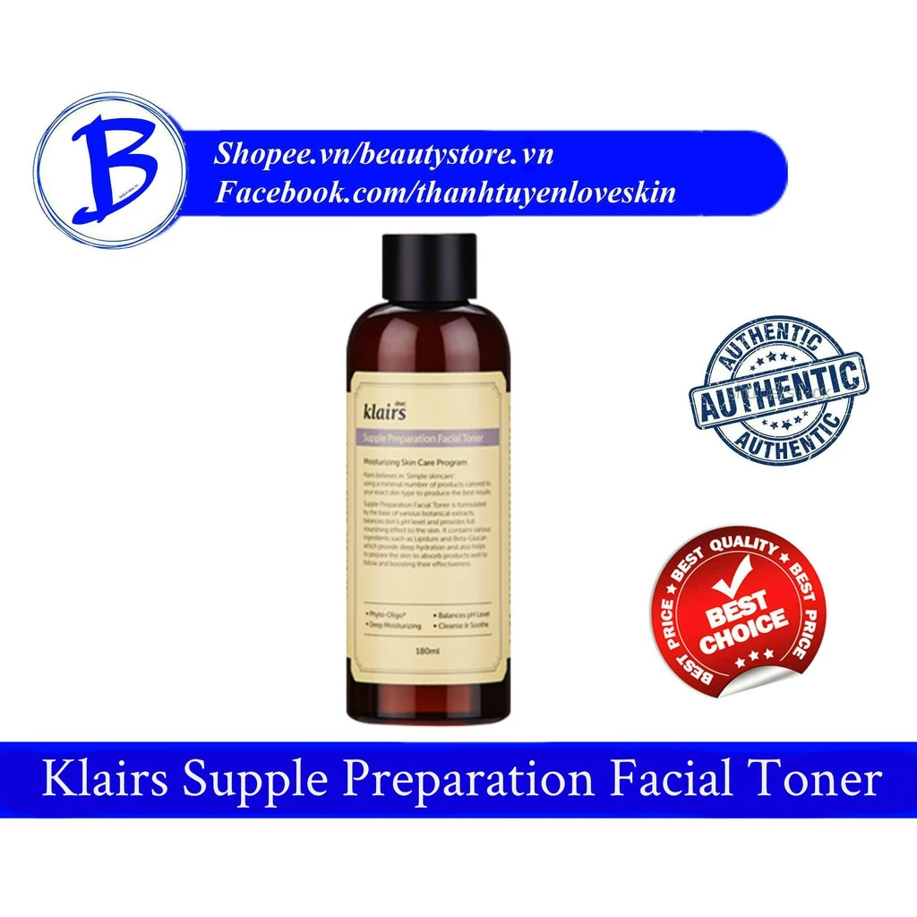 [AUTH] Nước hoa hồng chống viêm Klairs Supple Preparation Facial Toner 180ml