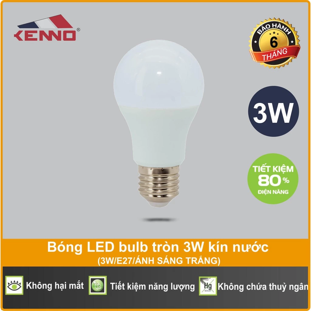 Bộ 5 Bóng Đèn Led Tròn 3W Khải Ân, Siêu Sáng, Tiết Kiệm Điện, Bộ 5 Bóng Điện Led Tròn 3W