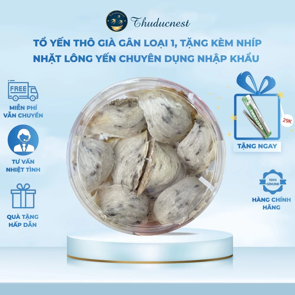 Tổ yến thô già gân loại1+🎁tặng kèm nhíp🎁- yến sào nguyên chất ( tổ yến thô già sợi nguyên chất) - THUDUCNEST