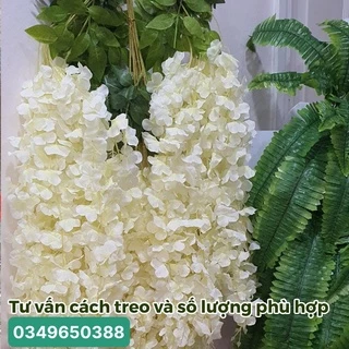 HOA TỬ ĐẰNG GIẢ TRANG TRÍ CÀNH DÀI 110cm siêu đẹp - 1 Cành 3 nhánh hoa