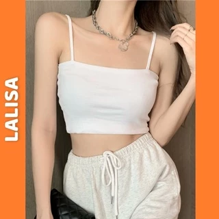 Áo Croptop 2 Dây LALISA Thiết Kế Cúp Ngực Chất Thun Cao Cấp Kiểu Hàn Quốc Hai Màu Trắng Đen AO009