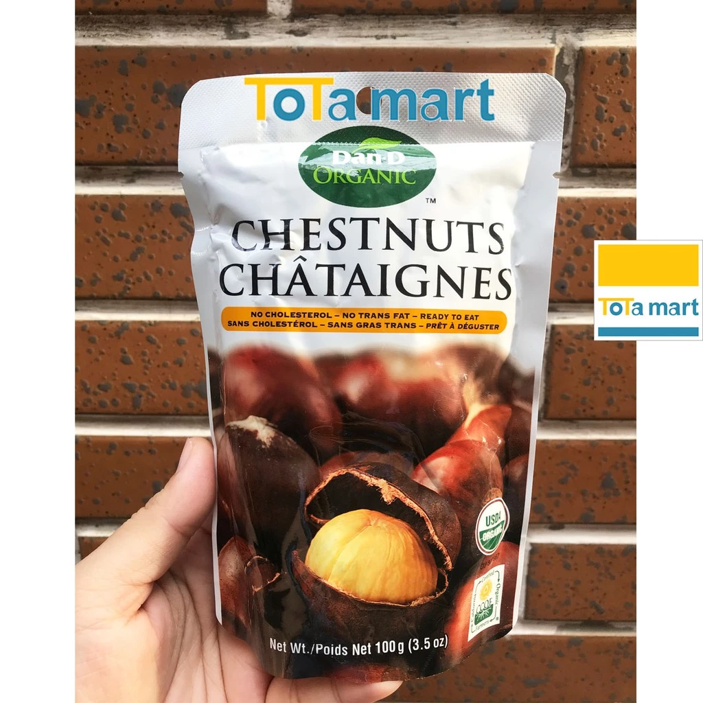 Hạt dẻ hữu cơ DAN D PAK Organic Chestnut gói 100g. HSD ghi bên dưới.