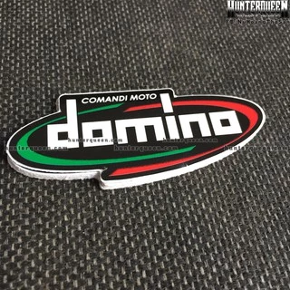 DOMINO đen[8.5x3.5cm] decal cao cấp chống nước, sắc nét, bền màu, dính chặt. Hình dán logo trang trí mọi nơi