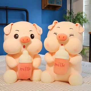 Gấu Bông Heo Ôm Bình Sữa Lợn Bú Bình Mẫu Thú Nhồi Bông Siêu Cute Hàng Cao Cấp Mềm Mịn Babi Mama G10