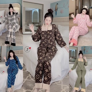 Bộ Ngủ Pijama Tay Dài Quần Dài - Bộ Mặc Nhà Chất Kate Thái Siêu Xinh -thoáng mát,mềm mịn,