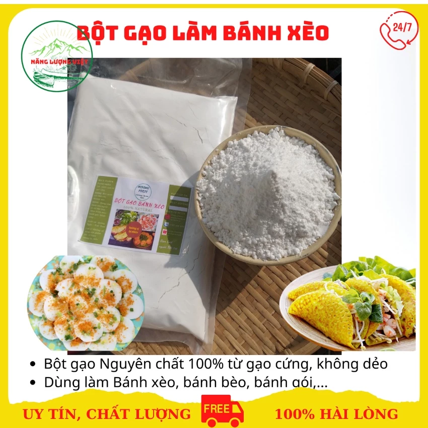 Bột gạo làm bánh xèo, bánh bèo miền trung -  gói 500gr nguyên chất