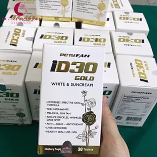 (CHÍNH HÃNG) Viên Uống Trắng Da Chống Nắng ID30 / ID 30 Petyfan Gold - Hộp 30 Viên