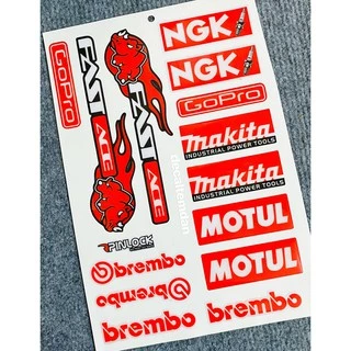 DDXM - V12 - 86 - DECAL TEM NỔI HÌNH CON HEO BREMBO MAKITA DÁN TRANG TRÍ XE MÁY, ĐỦ THỨ,...