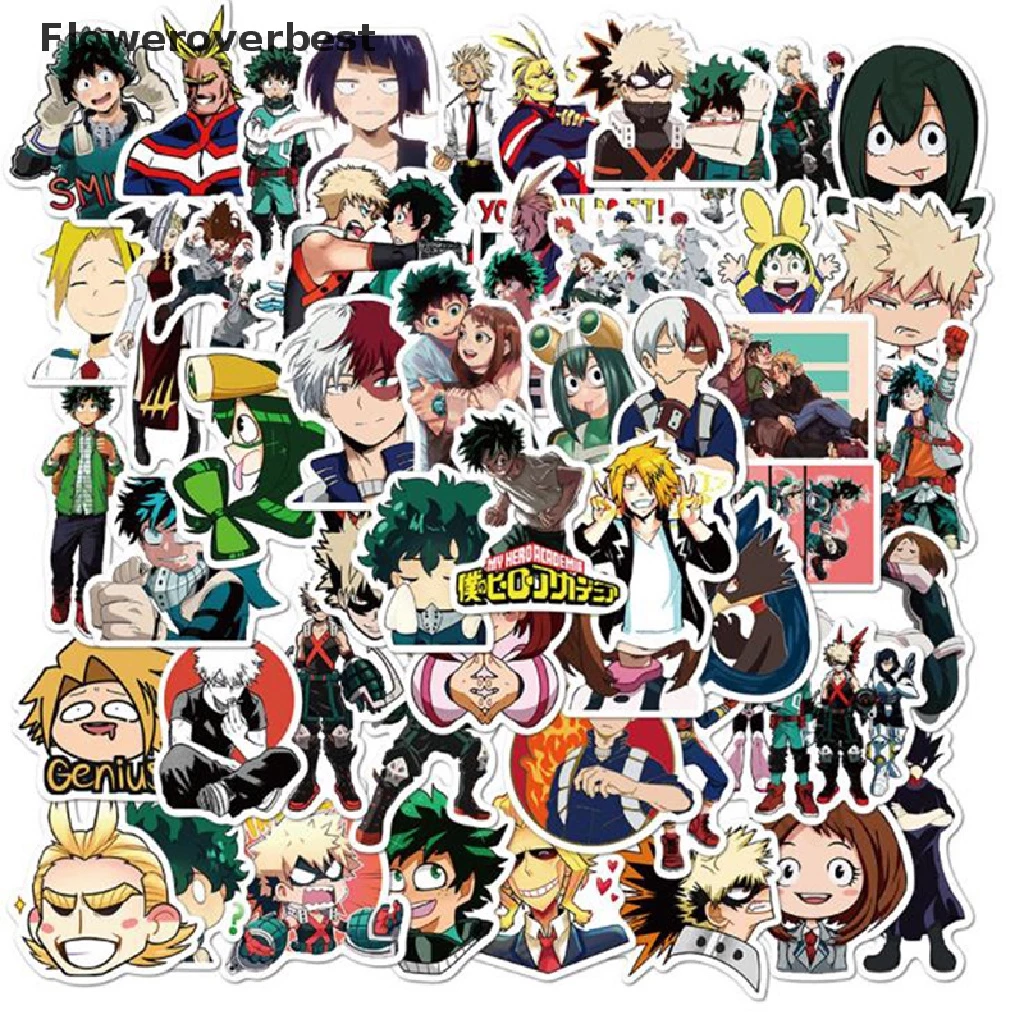 Set 50 sticker anime My Hero Academia dùng để trang trí ván trượt / đàn ghi ta / laptop