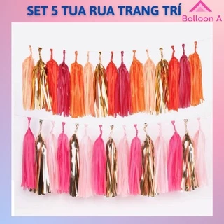 Set 5 tua rua trang trí sinh nhật, dây treo bóng jumbo( giấy thường- giấy nhũ)