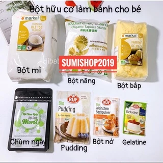 [Bán chạy] Các loại bột hữu cơ làm bánh cho bé ăn dặm - gói lẻ 100gr (bột mì/ bắp/ năng/ tinh bột bắp/ gelatin)