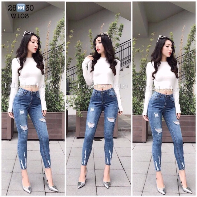 Quần Jean Nữ Dài và 9 Tấc BigSize Skinny Jean Co Dãn Mạnh Lưng Cao 2392 4237
