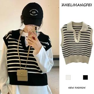 Áo Sweater Sát Nách Kẻ Sọc Kiểu Hàn Quốc Cá Tính