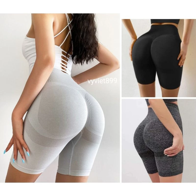 Quần tập gym yoga nữ đùi lỡ chun mông siêu tôn dáng (vải dệt kim)