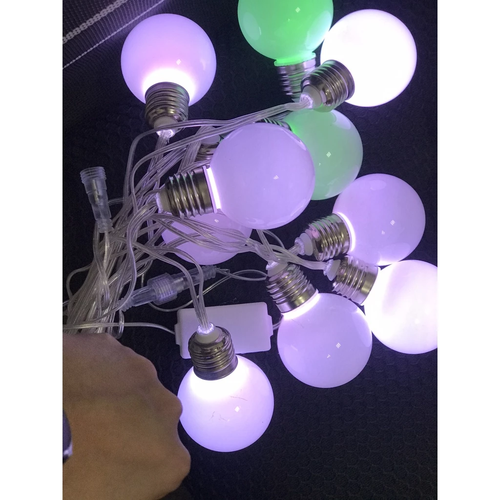 Đèn Led Trang Trí Cotton Ball 4.5m 10 Bóng, nhiều màu Có Phích Nối Dài Dây, Dây đèn led tròn nháy nhiều màu Noel