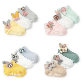 Set 3 Đôi Tất Trẻ Em 100% Cotton Chống Trơn Trượt Hàng Xuất Nhật Tất Cho Bé Trai Bé Gái Từ Sơ Sinh Đến 3 Tuổi PK32_TAT