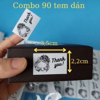 Set 90 Tem dán Thank you cảm ơn khách hàng kích thước 35x22mm, mẫu ngẫu nhiên