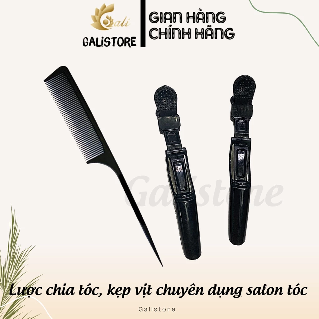 Lược chia tóc, rẽ ngôi đuôi nhọn chống tĩnh điện, Kẹp vịt, Kẹp cá sấu loại đẹp cao cấp salon tóc Galistore
