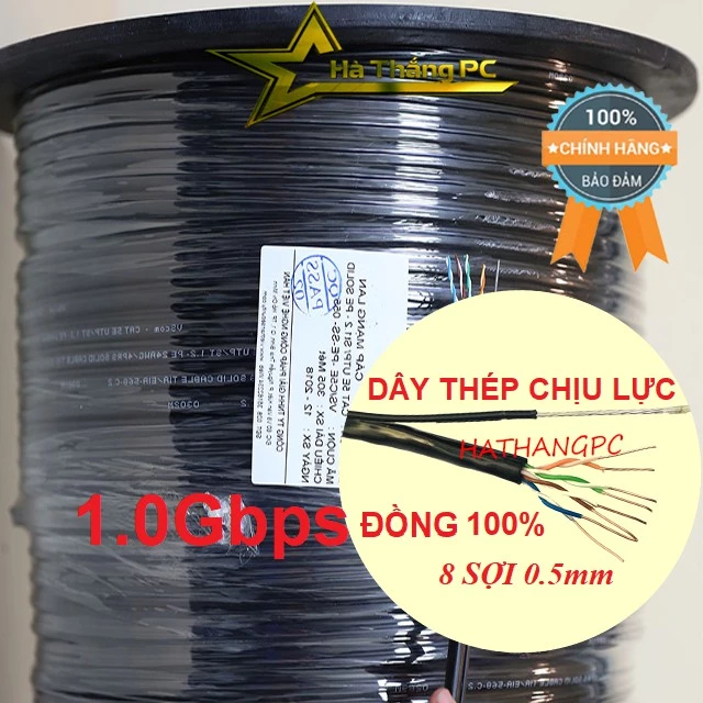 Dây mạng ngoài trời bấm sẵn 2 đầu - Lõi 8 sợi 10m 15m 20m 25m 30m 35m 40m 45m 50m tôc độ 1000Mbps