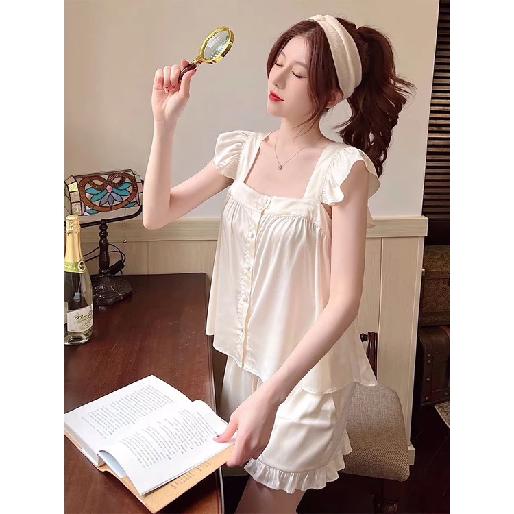 Bộ ngủ lụa cộc tay , bộ ngủ dễ thương cao cấp ⚡️ FREE SHIP⚡️ C01