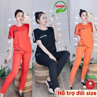 Đồ bộ nữ bigsize Đồ ngủ nữ đồ bộ mặc nhà đẹp dễ thương cotton thể thao trung niên quần dài ESHOP DB14