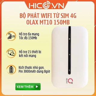 Bộ Phát Wifi Từ Sim 4G Olax MT10 - Dung Lượng Pin 3000mAh, Tốc Độ Cao 150Mbps, Kết Nối 10 Thiết Bị, Nhỏ Gọn, Đẹp Mắt