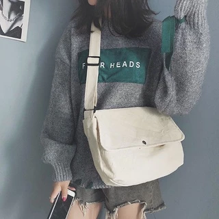 Túi tote giá rẻ vải canvas đeo chéo đi hoc unisex phong cách ulzzang