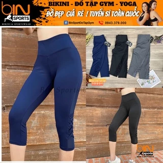 Quần lửng nữ tập gym yoga aerobic thể thao lưng cao che khuyết điểm chất liệu thun poly co dãn 4 chiều BINSPORTS Q136