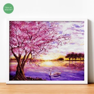 ✅Tranh tô màu theo số - Chiều tím đã căng khung 40x50cm 27 màu