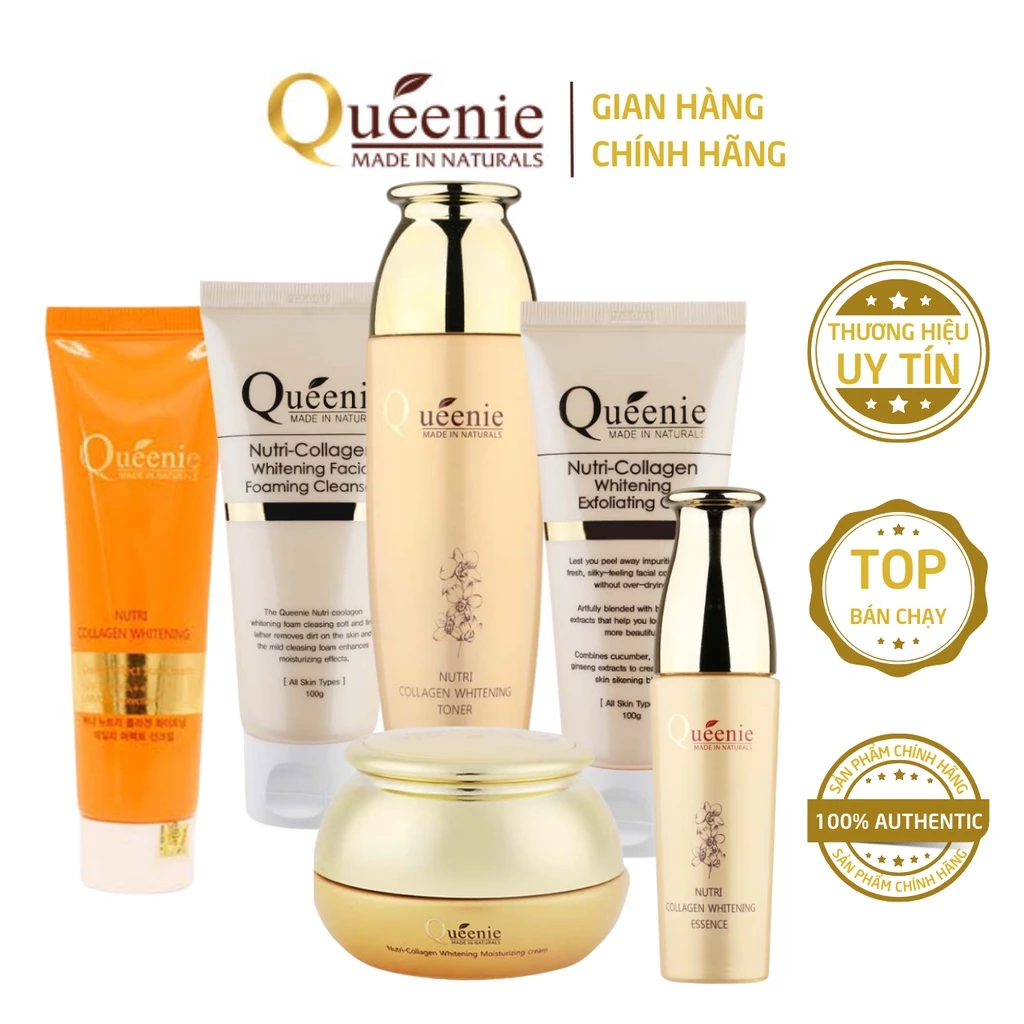 Bộ Mỹ Phẩm Dưỡng Da Ngừa Nám Tàn Nhang Queenie Hàn Quốc Chính Hãng 6 sản phẩm