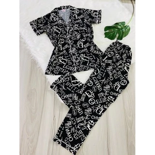 Bộ tole/lanh pijama nữ quần dài áo cọc tay may kỹ