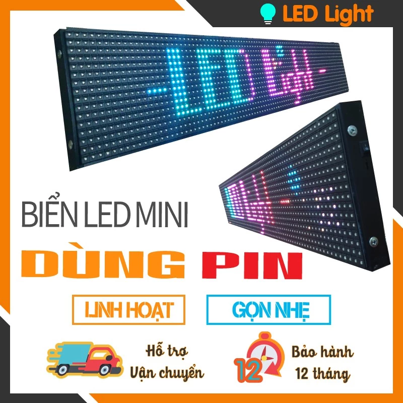 BIỂN LED MA TRẬN DÙNG PIN FULL COLOR SIÊU GỌN - TRONG NHÀ