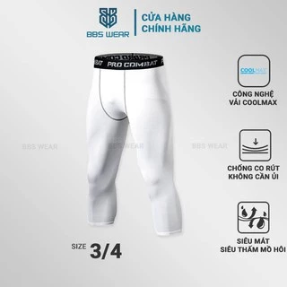 Quần Legging 3/4 Nam BSS WEAR - Quần Thể Thao Nam Lửng Chuyên GYM Bóng Rổ Bóng Đá SPORTWEAR - Màu Trắng